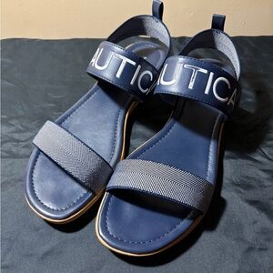 Nautica Size 8.5 Navy Blue Kristy Flat Sandals